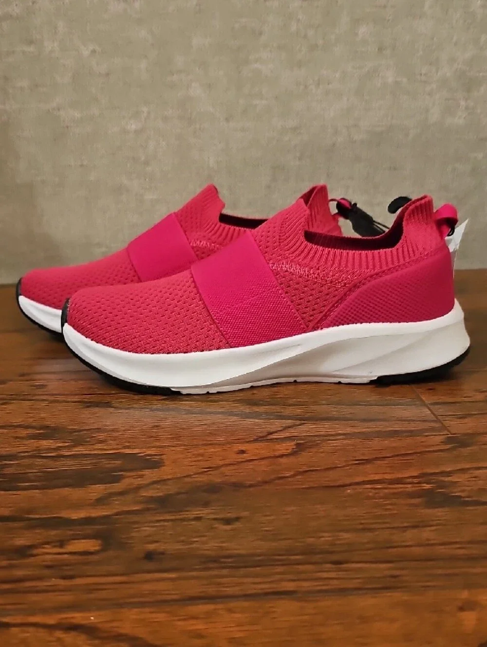 Athletic Works Women's Slip-On Sneakers in Bright Pink with White Sole